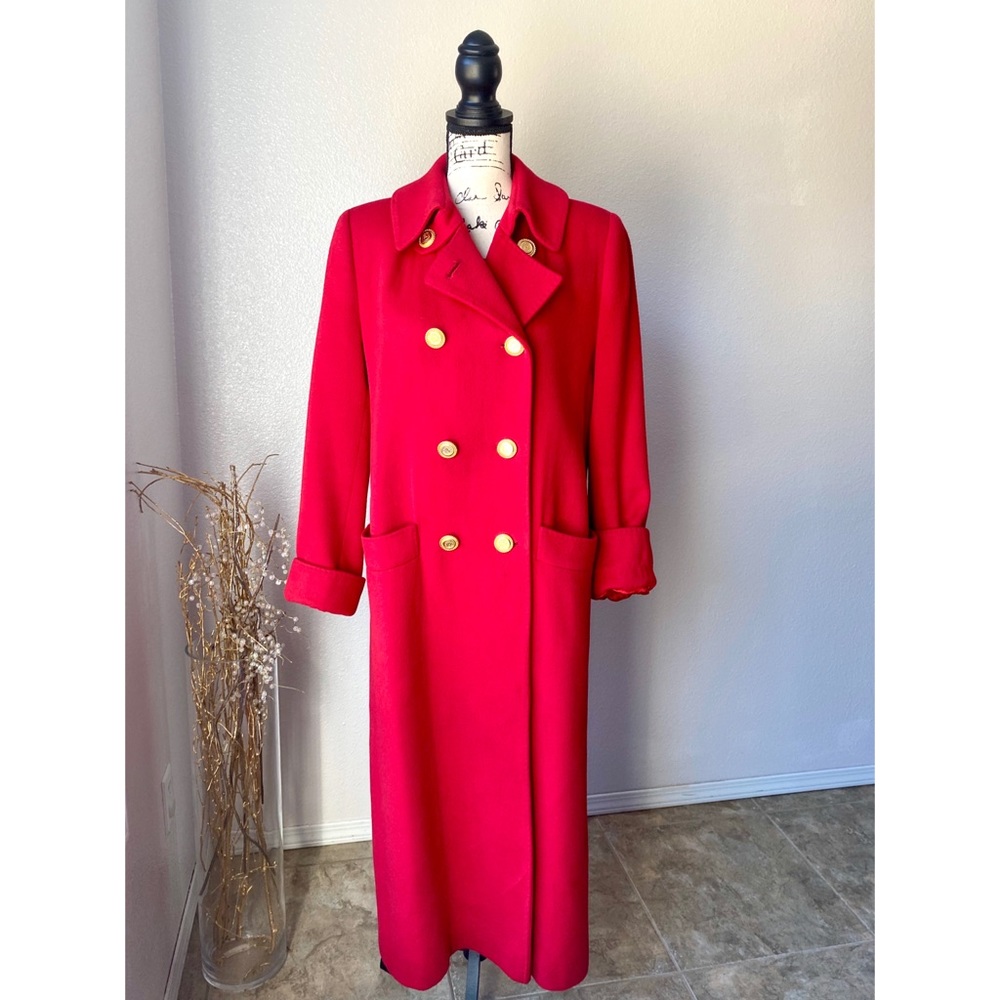 Vintage 100% Cashmere Red Saks Fifth Ave Peacoat